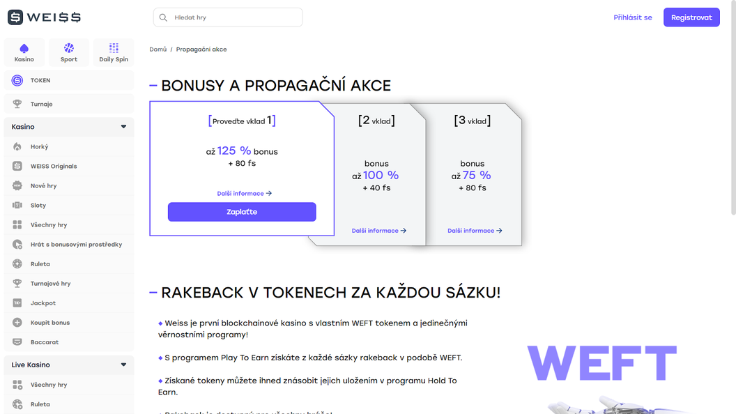 Bonusy v kasinu Weiss